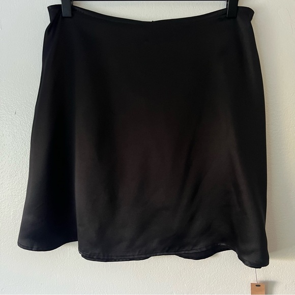 Reformation Benson Silk Mini Skirt in Black - Picture 2 of 3